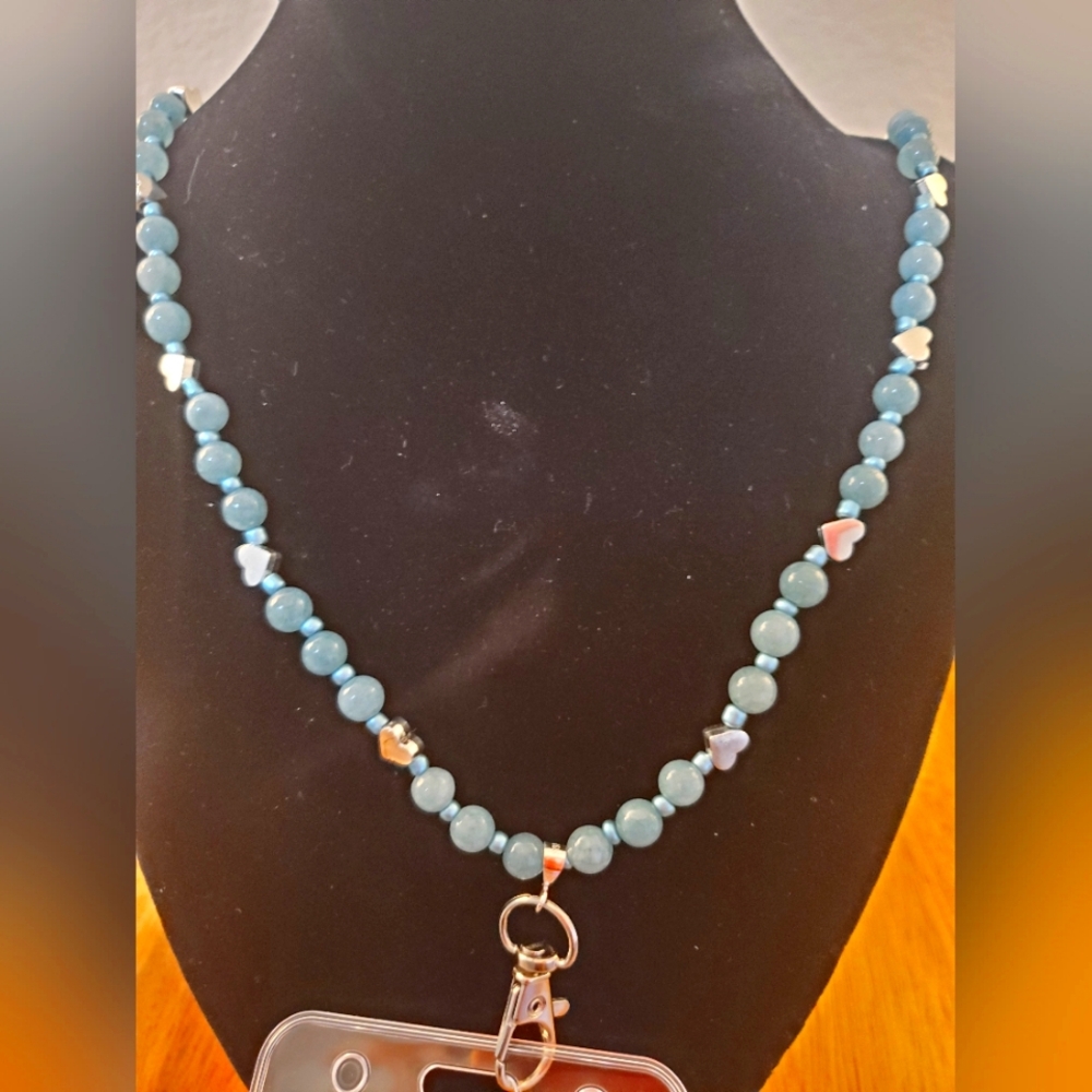 LANYARD/JEWELRY HANDMADE WITH SEMI PRECIOUS STONE ONE OF A KIND UNIQUE PIECE!